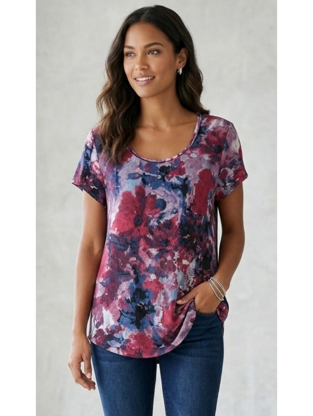 Simply Vera Vera Wang Floral Crinkle Tee